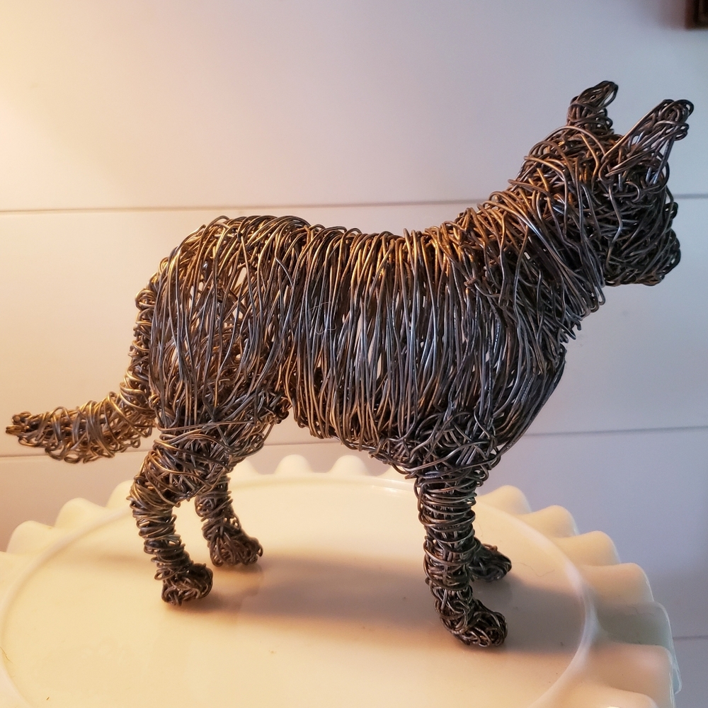 Wire Art of German Shepherd Dog, Vintage, artist unknown - Picture 12 of 14